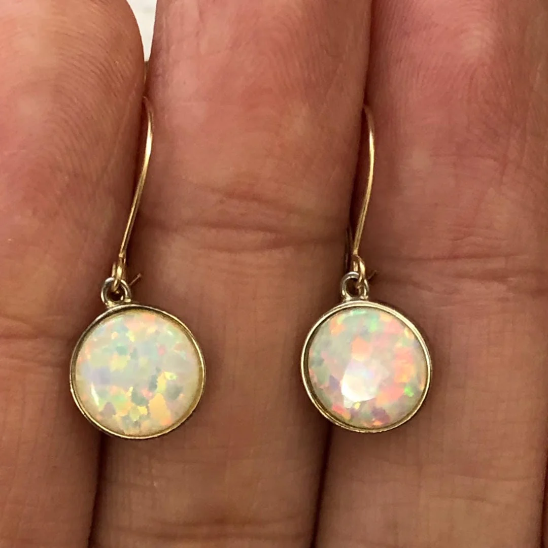 Timeless Gold Plated White Opal Earrings - Image 3