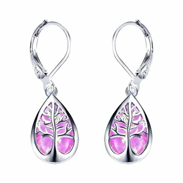 Tree of Life Earings in Opal and Silver - Image 2