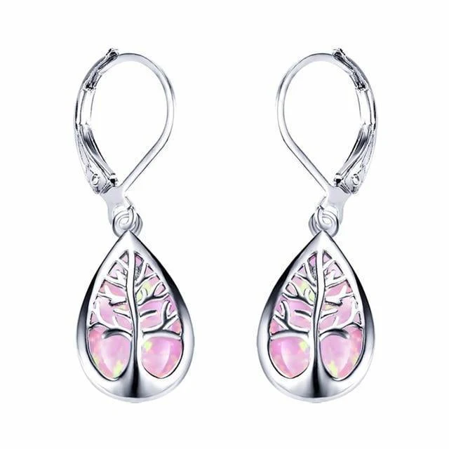 Tree of Life Earings in Opal and Silver - Image 3
