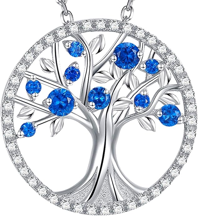 Tree of Life Saphire Necklace | White Gold