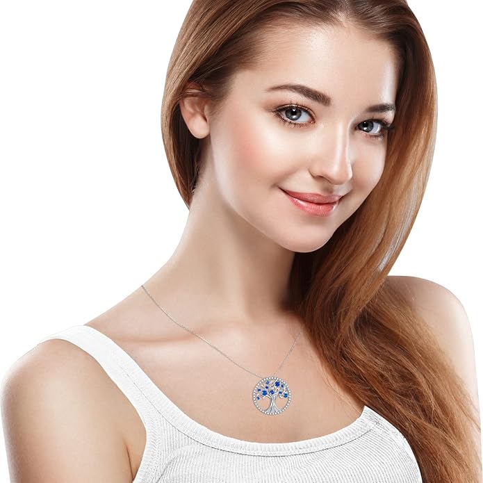 Tree of Life Sapphire Necklace | White Gold - Image 3
