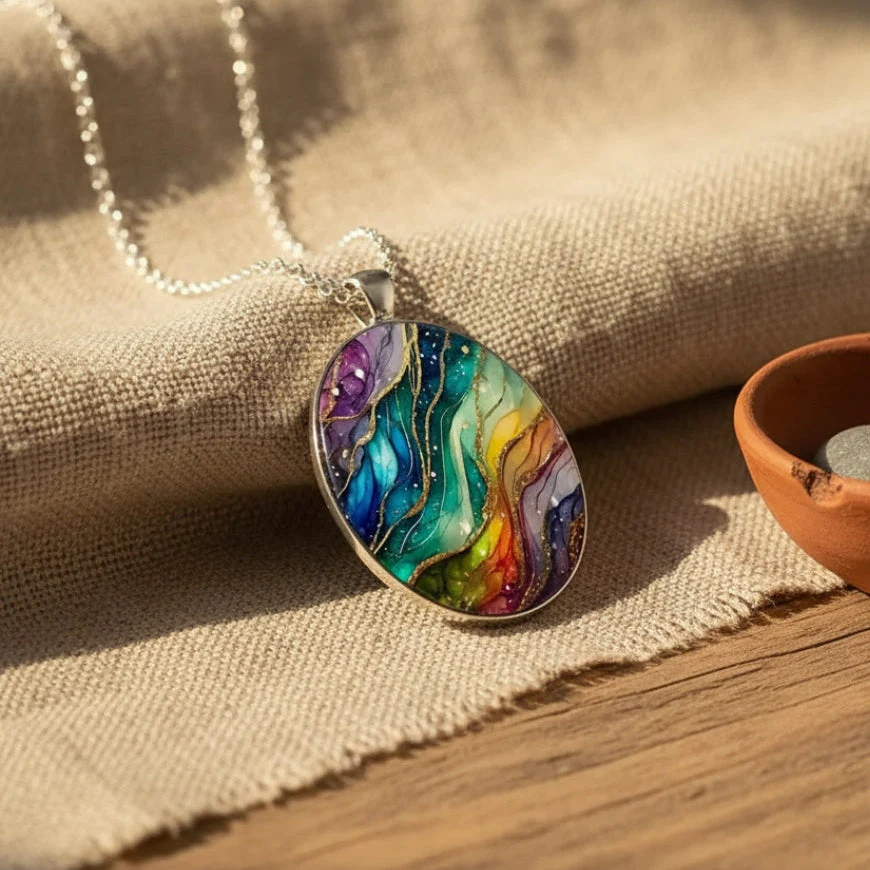 Vibrant Round Stone Necklace - Image 5
