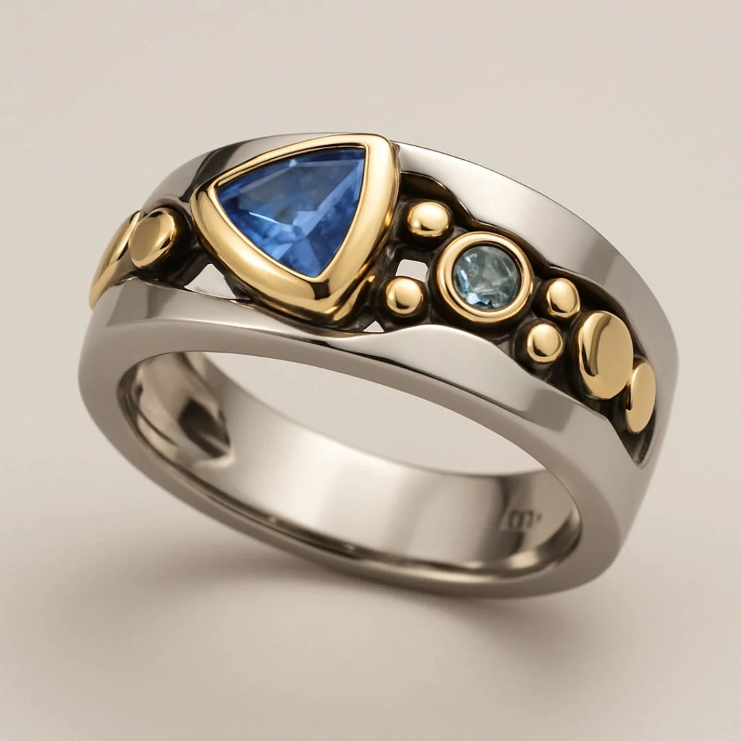 Vintage Blue Crystal Ring - Image 3