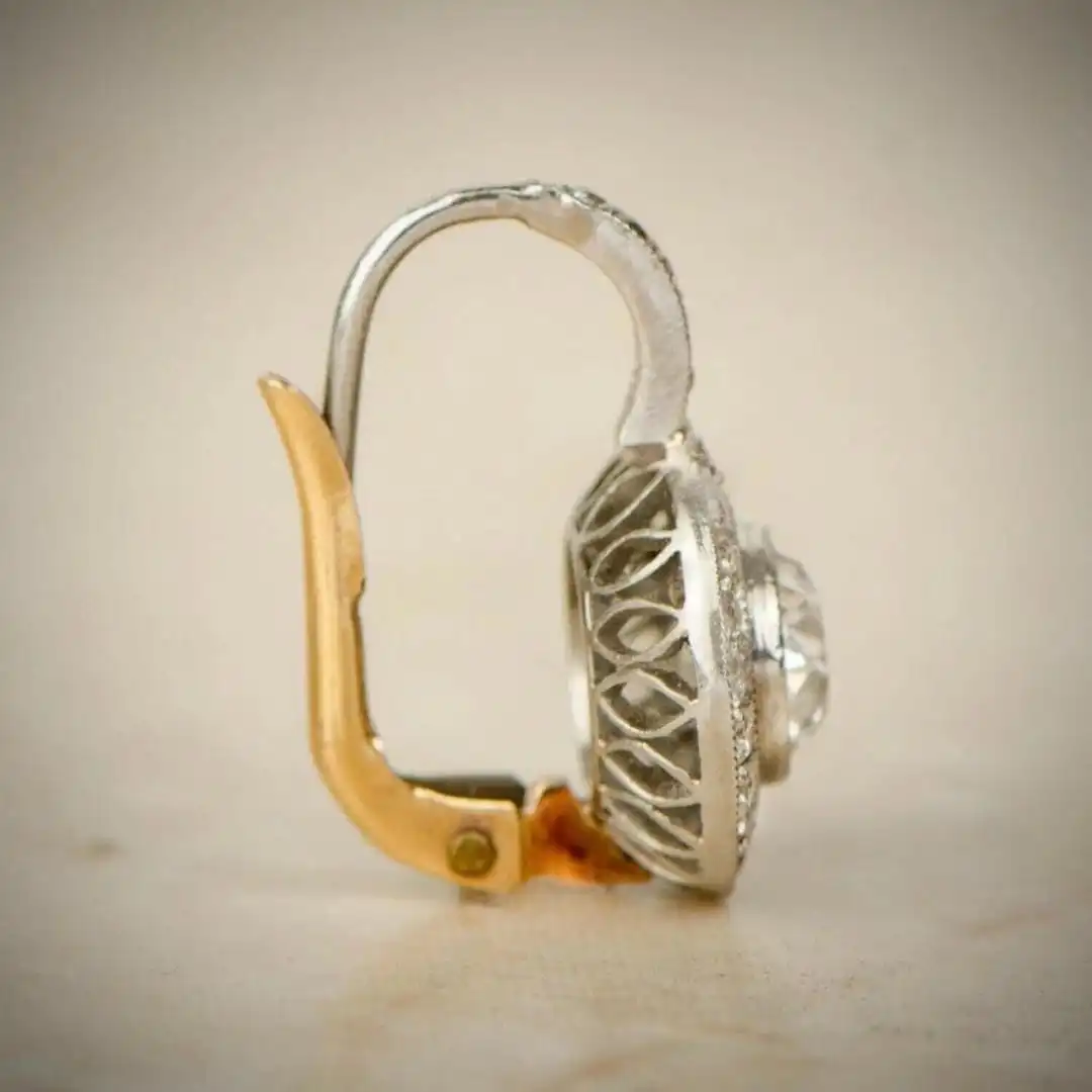 Vintage Gold and Silver Crystal Earrings - Image 2