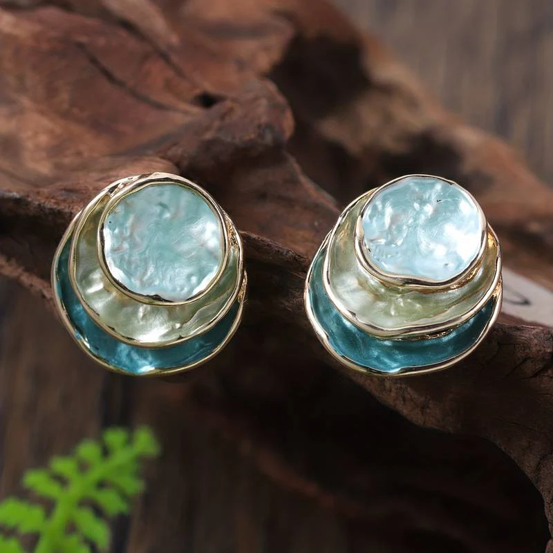 Vintage Multi-Layered Round Earrings