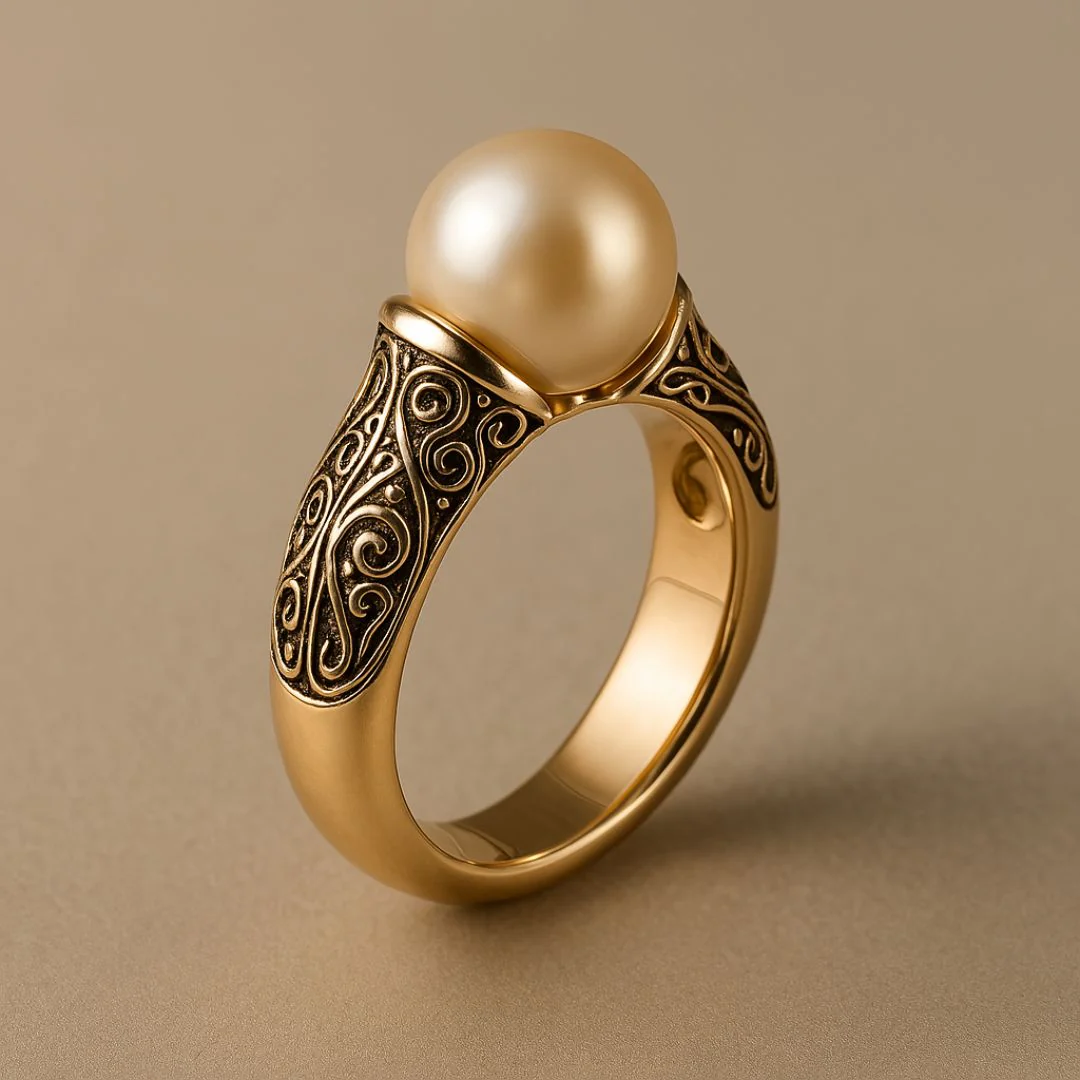 Vintage Pearl Golden Ring - Image 3