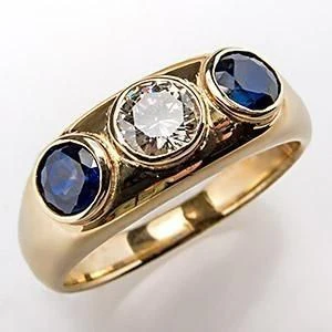 Vintaje Blue Inlaid Glass Zirconia Gold Ring