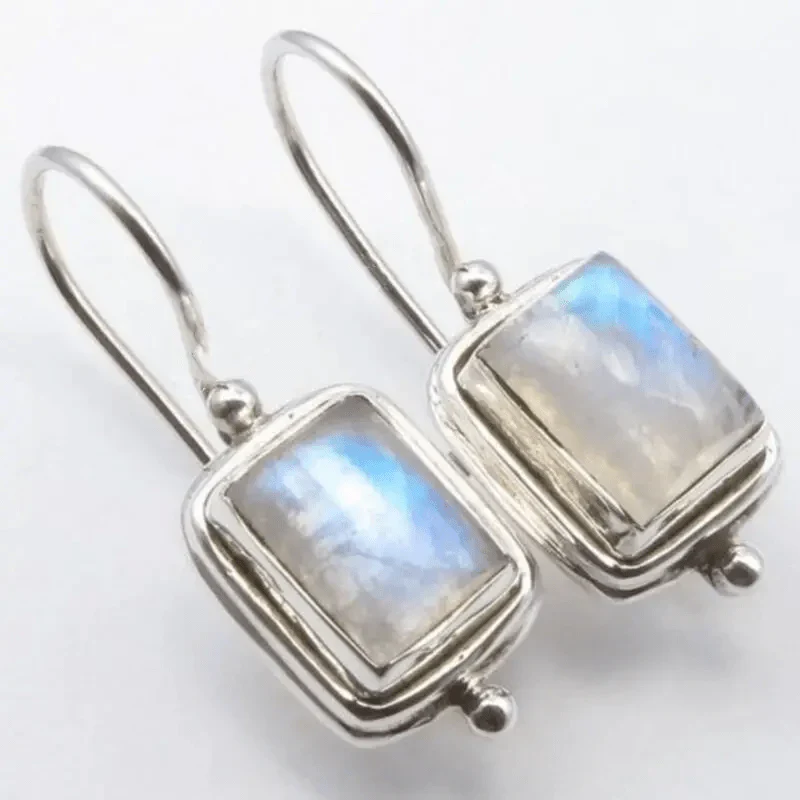 Vintaje Earrings with Square Moonstone