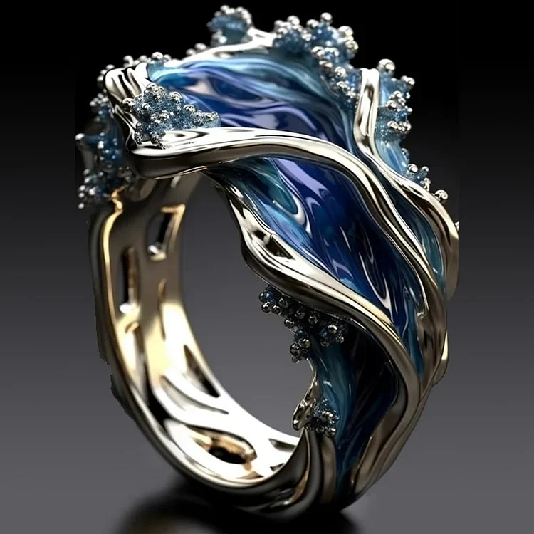 Vintaje Golden Ocean Wavy Ring