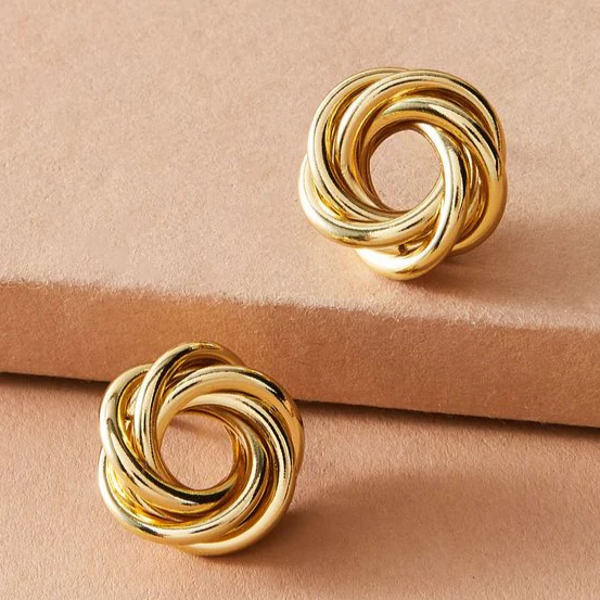 Vintaje Golden Spiral Earrings
