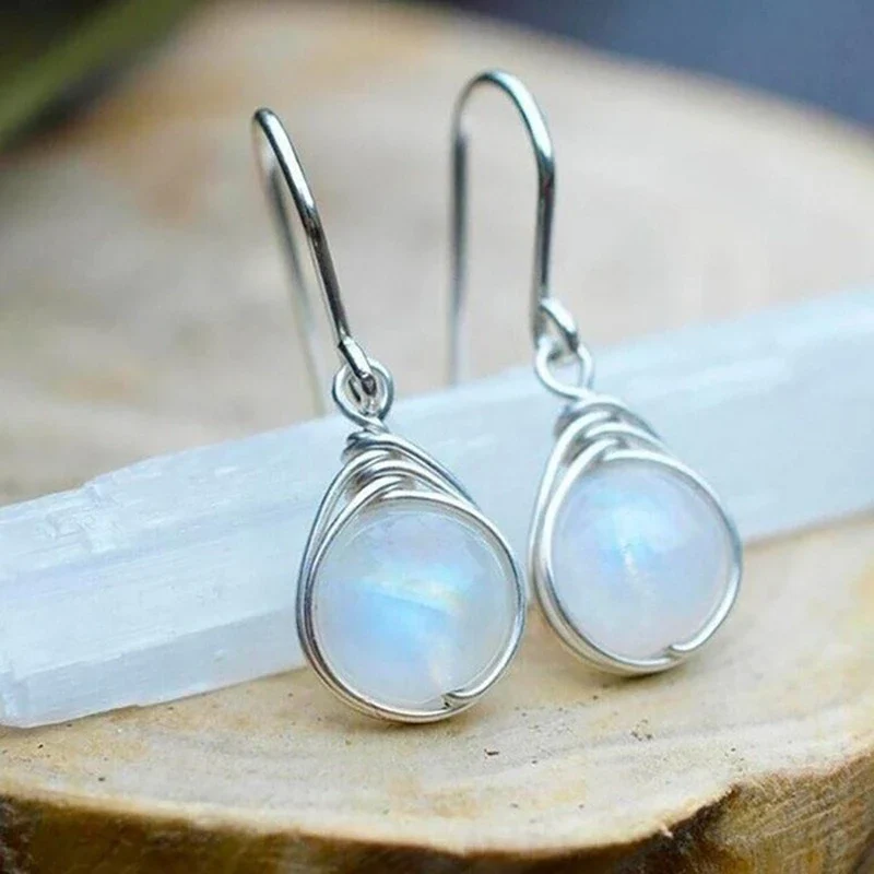 Vintaje Moonstone Drop Earrings - Image 2