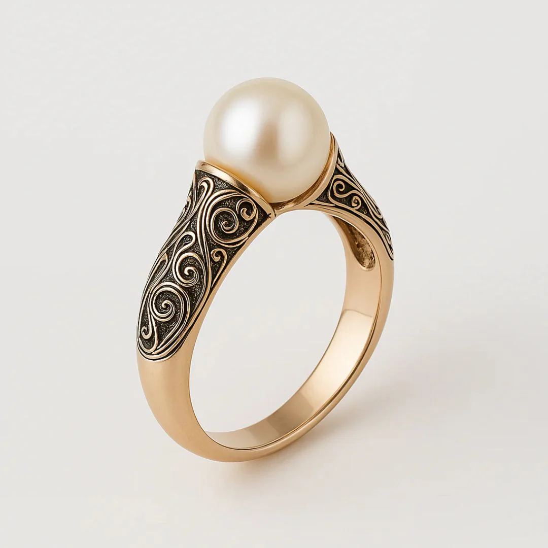 Vintaje Pearl Golden Ring - Image 4