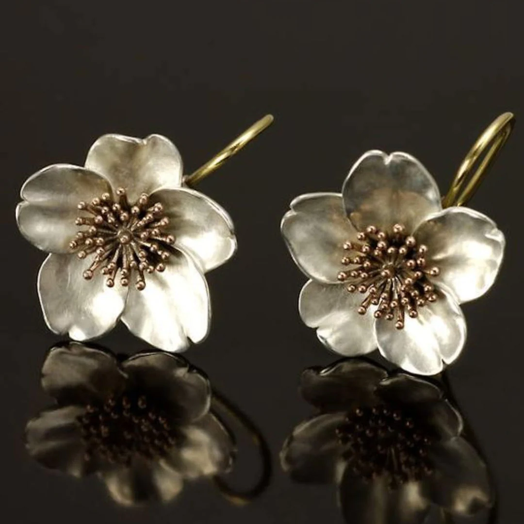 Vintige Silver & Gold Blossom Earrings