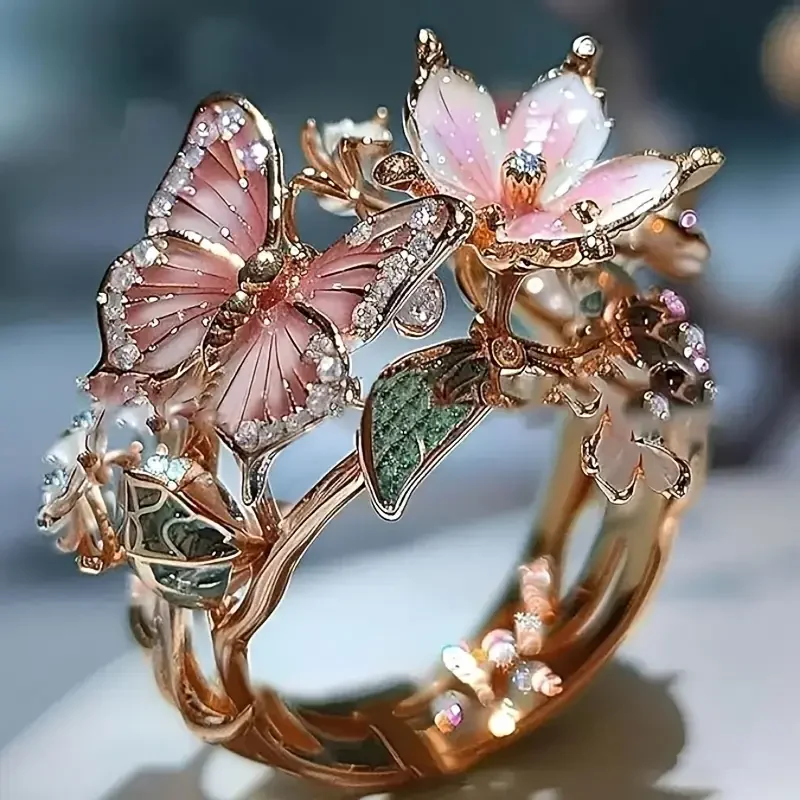 Zirconia Ring in Butterfly Shape Nature Bright